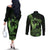 Green Hawaii Ikaika Warrior Couples Matching Off The Shoulder Long Sleeve Dress and Long Sleeve Button Shirt Hawaiian Power