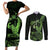 Green Hawaii Ikaika Warrior Couples Matching Short Sleeve Bodycon Dress and Long Sleeve Button Shirt Hawaiian Power