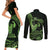 Green Hawaii Ikaika Warrior Couples Matching Short Sleeve Bodycon Dress and Long Sleeve Button Shirt Hawaiian Power