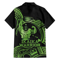 Green Hawaii Ikaika Warrior Family Matching Off The Shoulder Long Sleeve Dress and Hawaiian Shirt Hawaiian Power