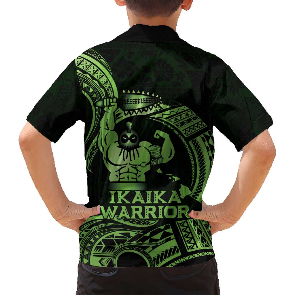 Green Hawaii Ikaika Warrior Family Matching Puletasi and Hawaiian Shirt Hawaiian Power