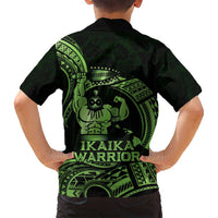 Green Hawaii Ikaika Warrior Family Matching Puletasi and Hawaiian Shirt Hawaiian Power