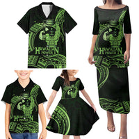 Green Hawaii Ikaika Warrior Family Matching Puletasi and Hawaiian Shirt Hawaiian Power