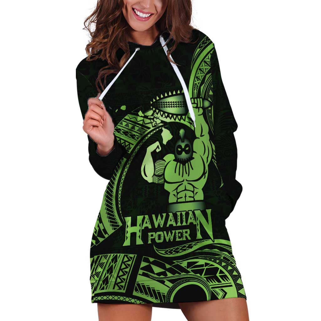 Green Hawaii Ikaika Warrior Hoodie Dress Hawaiian Power