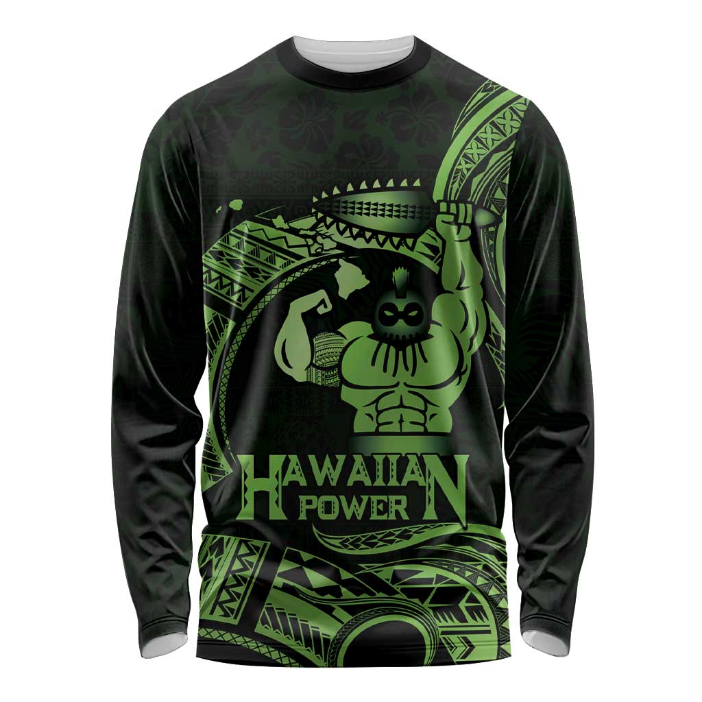 Green Hawaii Ikaika Warrior Long Sleeve Shirt Hawaiian Power