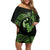 Green Hawaii Ikaika Warrior Off Shoulder Short Dress Hawaiian Power