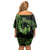 Green Hawaii Ikaika Warrior Off Shoulder Short Dress Hawaiian Power