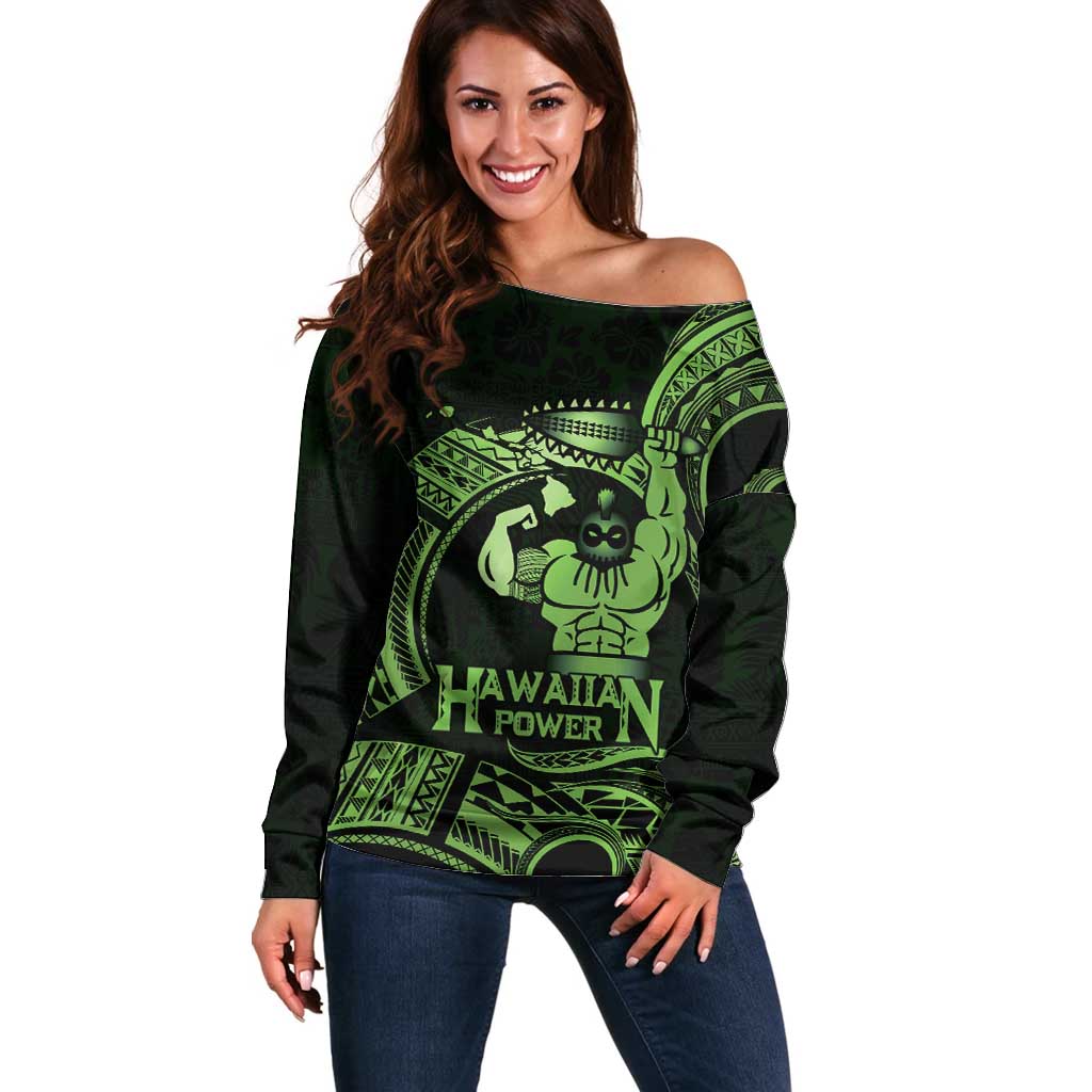 Green Hawaii Ikaika Warrior Off Shoulder Sweater Hawaiian Power