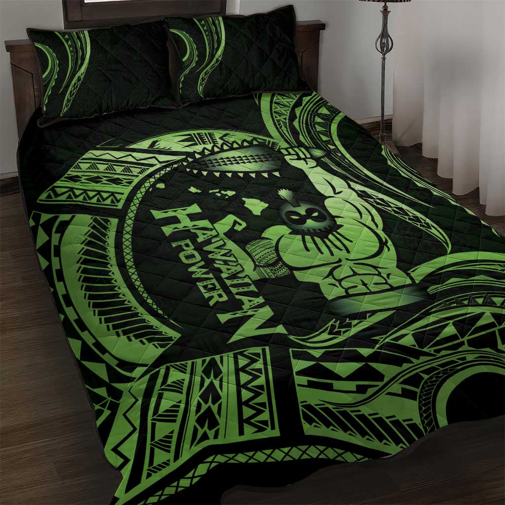 Green Hawaii Ikaika Warrior Quilt Bed Set Hawaiian Power