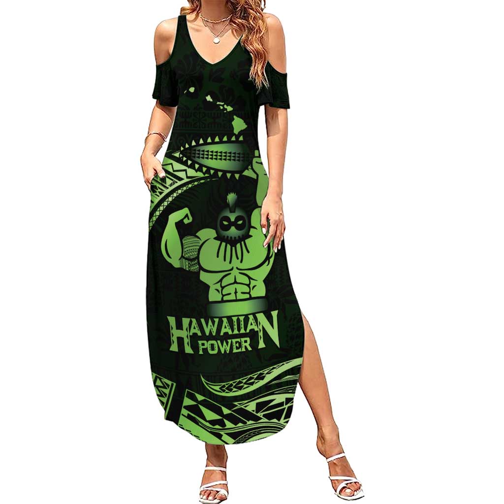 Green Hawaii Ikaika Warrior Summer Maxi Dress Hawaiian Power