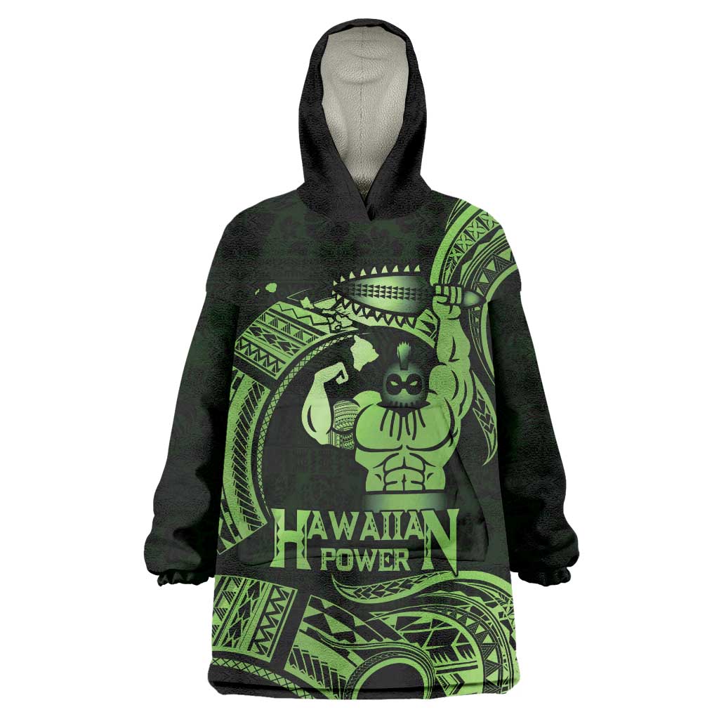 Green Hawaii Ikaika Warrior Wearable Blanket Hoodie Hawaiian Power