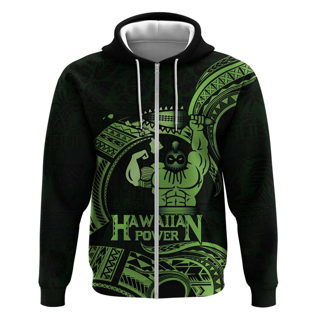 Green Hawaii Ikaika Warrior Zip Hoodie Hawaiian Power