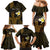 Personalised Hawaii King Kamehameha Day Family Matching Mermaid Dress and Hawaiian Shirt Plumeria With Kakau Pattern - Gold