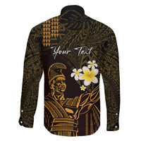 Personalised Hawaii King Kamehameha Day Family Matching Mermaid Dress and Hawaiian Shirt Plumeria With Kakau Pattern - Gold LT14 - Polynesian Pride