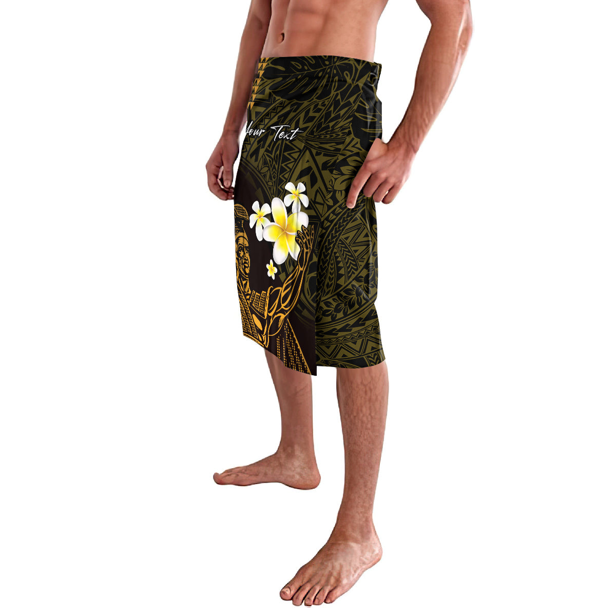 Personalised Hawaii King Kamehameha Day Lavalava Plumeria With Kakau Pattern - Gold