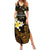 Personalised Hawaii King Kamehameha Day Summer Maxi Dress Plumeria With Kakau Pattern - Gold