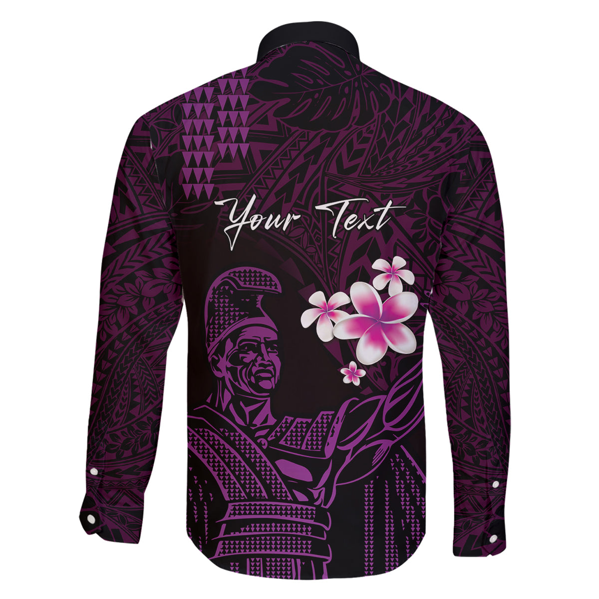 Personalised Hawaii King Kamehameha Day Family Matching Long Sleeve Bodycon Dress and Hawaiian Shirt Plumeria With Kakau Pattern - Purple LT14 - Polynesian Pride