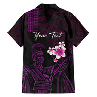Personalised Hawaii King Kamehameha Day Family Matching Puletasi and Hawaiian Shirt Plumeria With Kakau Pattern - Purple LT14 - Polynesian Pride