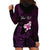 Personalised Hawaii King Kamehameha Day Hoodie Dress Plumeria With Kakau Pattern - Purple