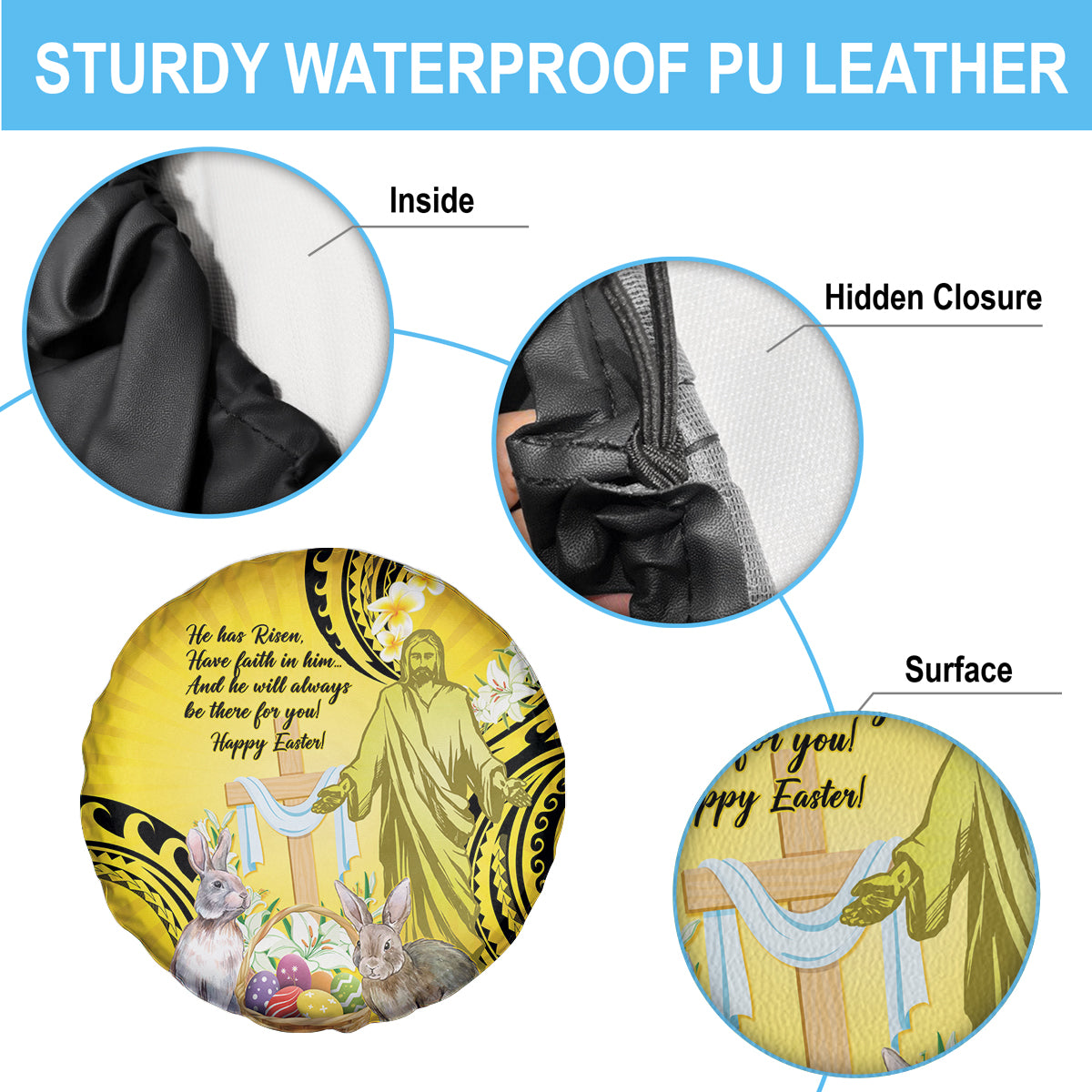 Polynesia Easter Day Spare Tire Cover He Is Risen Lilium Longiflorum Polynesian Pattern