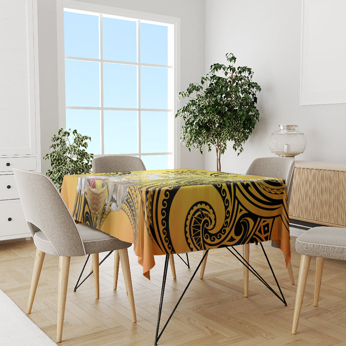 Polynesia Easter Day Tablecloth He Is Risen Lilium Longiflorum Polynesian Pattern