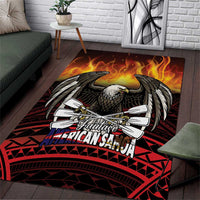 Fautasi Race Day American Samoa Area Rug Bald Eagle Polynesian Tattoo