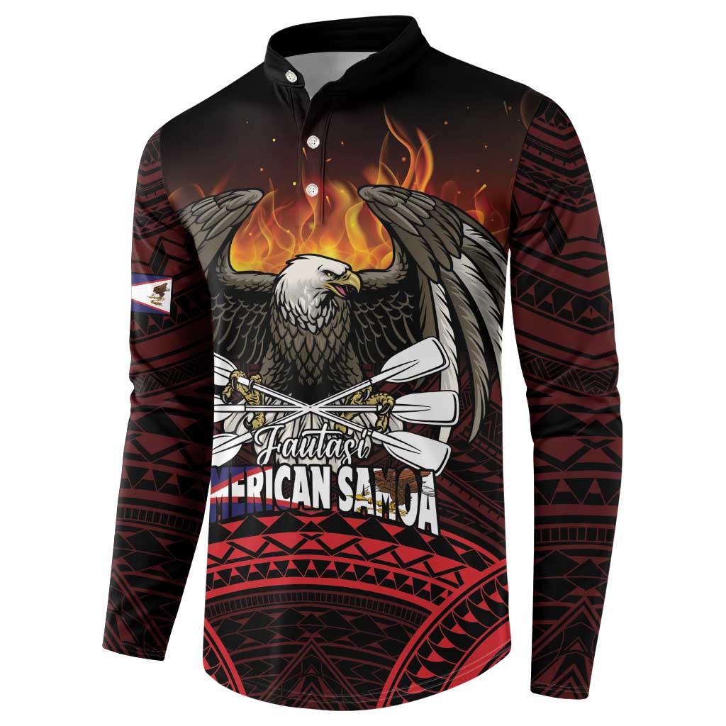 Fautasi Race Day American Samoa Button Sweatshirt Bald Eagle Polynesian Tattoo