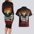 Fautasi Race Day American Samoa Couples Matching Long Sleeve Bodycon Dress and Hawaiian Shirt Bald Eagle Polynesian Tattoo