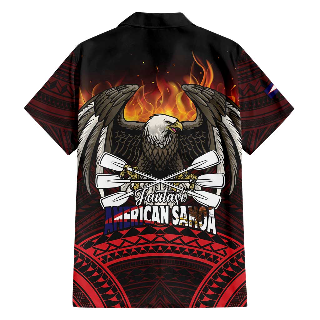 Fautasi Race Day American Samoa Family Matching Short Sleeve Bodycon Dress and Hawaiian Shirt Bald Eagle Polynesian Tattoo