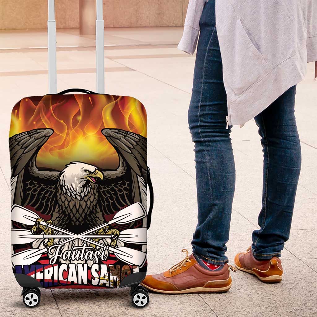 Fautasi Race Day American Samoa Luggage Cover Bald Eagle Polynesian Tattoo