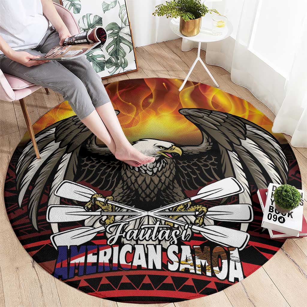 Fautasi Race Day American Samoa Round Carpet Bald Eagle Polynesian Tattoo