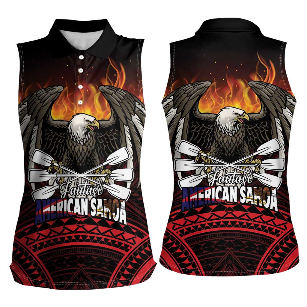 Fautasi Race Day American Samoa Women Sleeveless Polo Shirt Bald Eagle Polynesian Tattoo