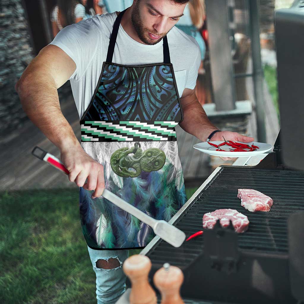 Turquoise Traditional Cloak Aotearoa Apron Maori Paua Shell Korowai Pattern - Polynesian Pride