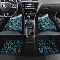 Turquoise Traditional Cloak Aotearoa Car Mats Maori Paua Shell Korowai Pattern