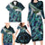 Turquoise Traditional Cloak Aotearoa Family Matching Long Sleeve Bodycon Dress and Hawaiian Shirt Maori Paua Shell Korowai Pattern