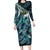 Turquoise Traditional Cloak Aotearoa Family Matching Long Sleeve Bodycon Dress and Hawaiian Shirt Maori Paua Shell Korowai Pattern