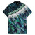 Turquoise Traditional Cloak Aotearoa Family Matching Short Sleeve Bodycon Dress and Hawaiian Shirt Maori Paua Shell Korowai Pattern