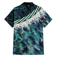 Turquoise Traditional Cloak Aotearoa Family Matching Summer Maxi Dress and Hawaiian Shirt Maori Paua Shell Korowai Pattern