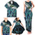 Turquoise Traditional Cloak Aotearoa Family Matching Tank Maxi Dress and Hawaiian Shirt Maori Paua Shell Korowai Pattern