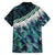 Turquoise Traditional Cloak Aotearoa Family Matching Tank Maxi Dress and Hawaiian Shirt Maori Paua Shell Korowai Pattern