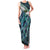 Turquoise Traditional Cloak Aotearoa Family Matching Tank Maxi Dress and Hawaiian Shirt Maori Paua Shell Korowai Pattern