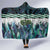Turquoise Traditional Cloak Aotearoa Hooded Blanket Maori Paua Shell Korowai Pattern