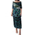 Turquoise Traditional Cloak Aotearoa Puletasi Maori Paua Shell Korowai Pattern
