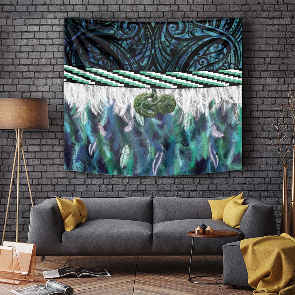 Turquoise Traditional Cloak Aotearoa Tapestry Maori Paua Shell Korowai Pattern