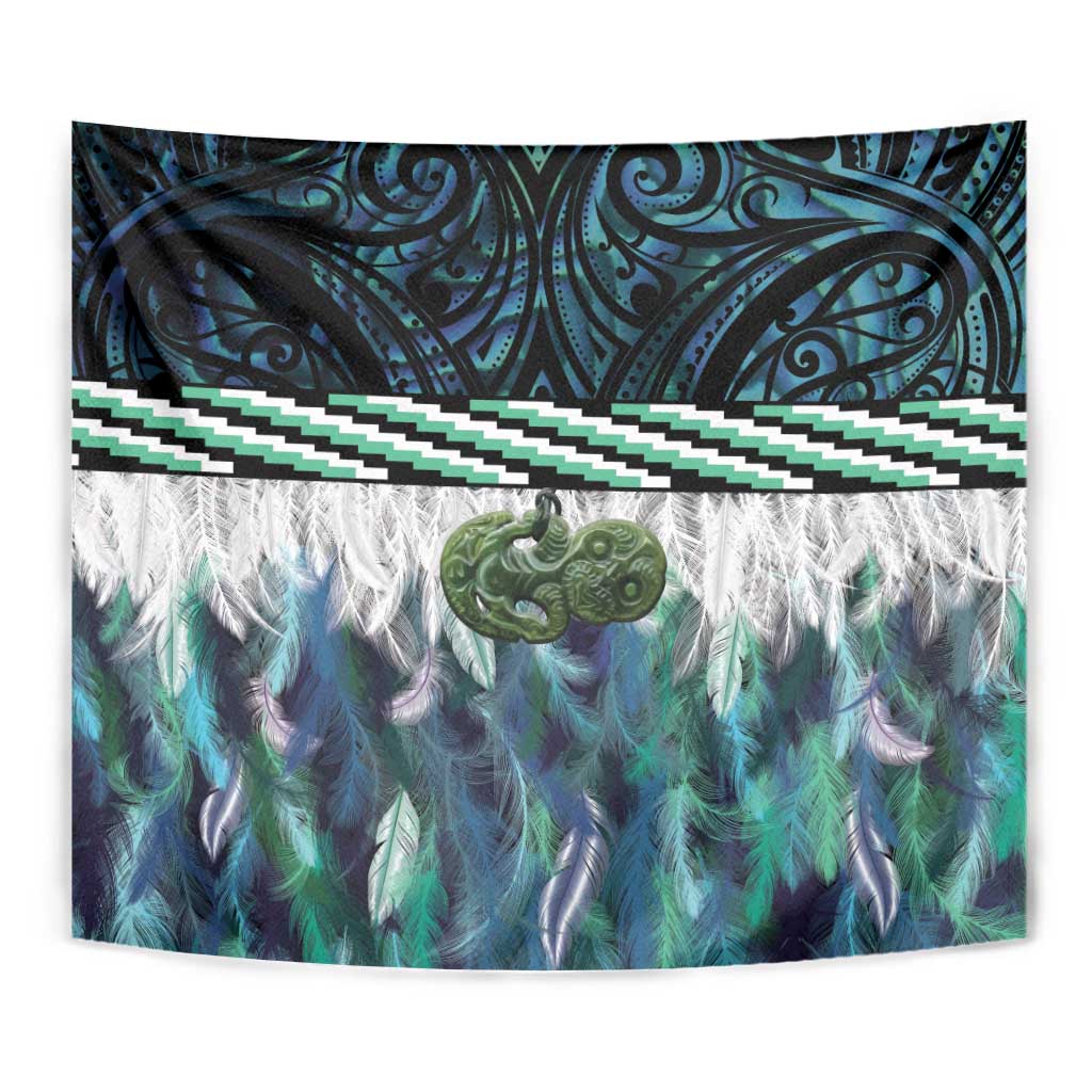 Turquoise Traditional Cloak Aotearoa Tapestry Maori Paua Shell Korowai Pattern
