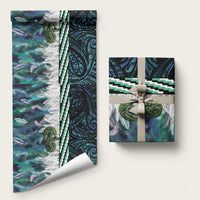 Turquoise Traditional Cloak Aotearoa Wrapping Paper Maori Paua Shell Korowai Pattern - Polynesian Pride