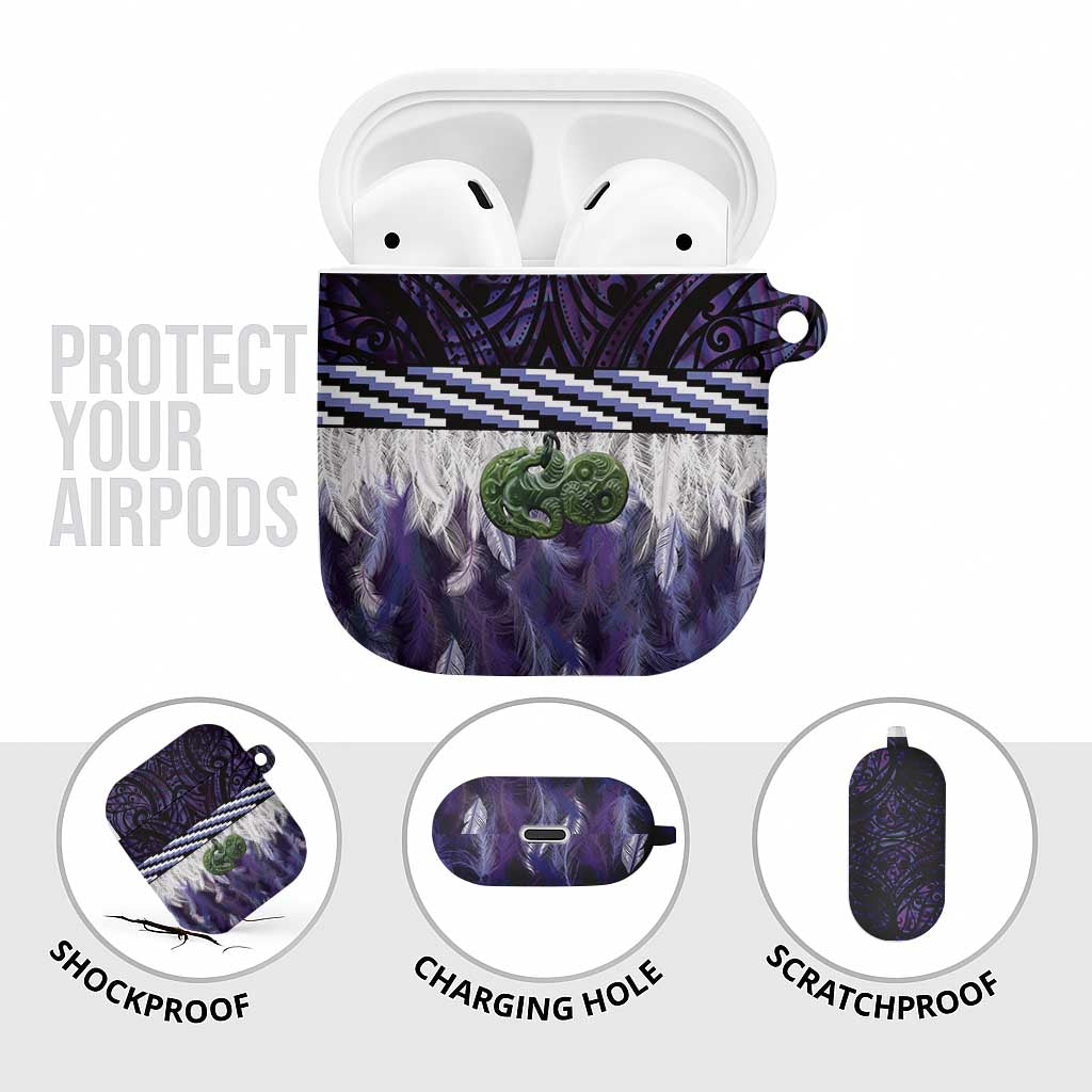 Purple Traditional Cloak Aotearoa AirPods Case Maori Paua Shell Korowai Pattern - Polynesian Pride