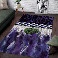 Purple Traditional Cloak Aotearoa Area Rug Maori Paua Shell Korowai Pattern