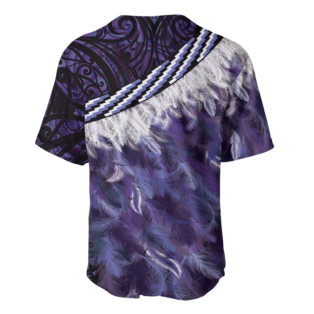 Purple Traditional Cloak Aotearoa Baseball Jersey Maori Paua Shell Korowai Pattern LT14 - Polynesian Pride