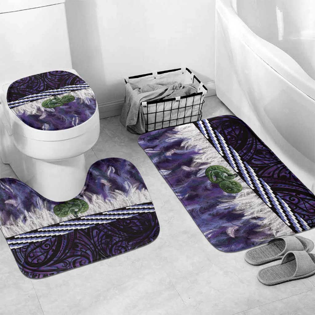 Purple Traditional Cloak Aotearoa Bathroom Set Maori Paua Shell Korowai Pattern - Polynesian Pride